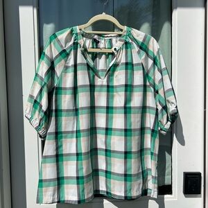 Ann Taylor Green Plaid Women's Top